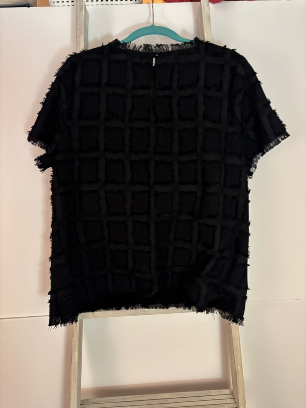 Pleione womens Large, Fringe Grid Top, avant-garde, edgy, artsy, elevated basics - Picture 7 of 11